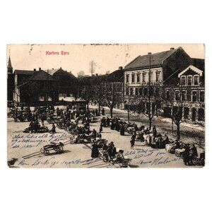 Vintage Hortens Torv Market Postcard Black White Early 1900s Mailed California
